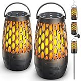 Outdoor Speakers Bluetooth Waterproof IPX6 with Flame Lights, Gadget Gifts for Dad Her Him, Hd Stereo Sound, BT 5.3 Multi-Sync to 100 Speakers, Portable Wireless Speaker for Patio Cafe Decor Party
