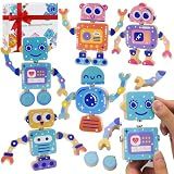 28-Piece Wooden Snap-Together Take-Apart Robot Building Blocks for Kids 3-6