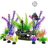 Ameliade Fish Tank Decorations & Aquarium Plastic Plants Accessories Set