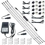 Litever Under Cabinet LED Lighting Kit, 4 PCS 20 Inches Flexible LED Strips, 16W, 1200 Lumen, Warm White 2700K. Suitable for Kitchen Counters Book Shelf Closet Workshop-(4-Strip-2700K)
