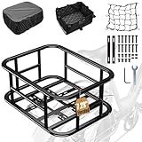 Amoowis Rear Bike Basket Large Capacity - 210LBS Heavy-Duty Cargo Basket, All-Weather E-Bike & Scooter Accessories with Cover, Perfect for Grocery Hauls, Pet Transport & Commuting