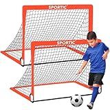 2 Pack 4' x 3' Soccer Goal Net Set, Pop Up Kids Practice Soccer Goals for Indoor and Outdoor.Portable Soccer Net with Carrying Bag & Ground Pegs, Perfect for Backyard, Field, Court (Orange)