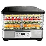 Food Dehydrator Machine-Dehydrators for Food and Jerky, 300W 158 ℉ Temperature Control & 24H Timer Food Dryer with 5 BPA-Free Trays Fruit Dryer for Hearb, Fruit, Dog Treats (Black)