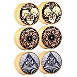 Awinrel Wood Saddle Ear Gauge Plugs Flesh Tunnel Stretcher Piercing Eyelet Mandala Skull Illuminati All Seeing Eye 3 Pairs 1 inch 25mm