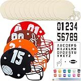 DoubleFill 12 Pcs Large Wood Football Crafts 7.9 x 5.9 x 0.1 Inches Paint Wood Football Hockey Helmet Crafts Kits for Kids Wooden Craft Kit for Painting DIY Door Hanging Sports Theme Party Decor