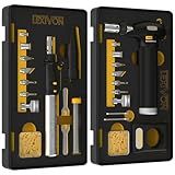 LEXIVON Butane Soldering Iron and Torch Multi-Purpose Kit | Cordless Self-Igniting Adjustable Flame 7-Tip Set | Pro Grade 125-Watt Equivalent