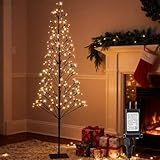 4.9 FT Christmas Outdoor Artificial Tree with Lights - 216 LED Pre Lit Christmas Decoration Tree Lights with Timer,Includes 14 LED Flashing Bulb,for Holiday Displays (Warm White, String Lights)