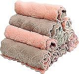 Kitchen Cloth, Microfiber Dish Towels Washcloths, Super Absorbent Coral Velvet Dishtowels, Premium Cleaning Cloths,Non-Stick Oil Quick Dry Dish Towels, Soft Tea Towel, Table Cleaning Cloths. (10)