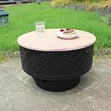 OutVue 26" Wood Burning Fire Pits with Grill & Lid, Fire Pit Table for Outside with Waterproof Cover & Fire Poker, Outdoor Firepit with Functions for BBQ,Table and Bonfire