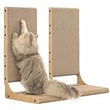 Zakkart 2-Pack Cat Scratching Board, 25.6'' Tall Cardboard L Shape Vertical Cat Scratchers for Indoor Cats, Cat Scratching Post for Wall and Couch, Large