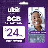 Ultra Mobile 8GB Prepaid SIM Kit, 1-Month Plan on the T-Mobile 5G Network
