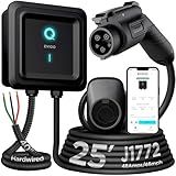 EVIQO EV Charger Level 2 48 Amp - Level 2 EV Charger Hardwired, 240V Electric Vehicle Charging Stations, J1772 Chargers 11.5kW, Wall EV Chargers for Home, EVSE EV Charging Station 25' Cord