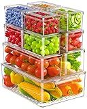KEMETHY 11 Pack Refrigerator Organizers and Storage, Stackable Fridge Organizer Bins, BPA-Free Clear Plastic Fruit Storage Containers for Fridge, Kitchen, Fruits, Drinks, Produce, Vegetable