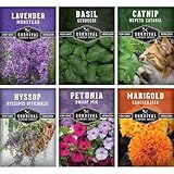 Pest Defense 6 Pack Seeds for Planting - Heirloom Lavender, Hyssop, Catnip, Marigold, Petunia, Basil - Natural Pest Deterrents for Outdoor & Indoor Spaces - Survival Garden Seeds