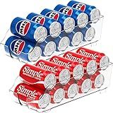 Simple Houseware Soda Can Organizer and Dispenser for Refrigerator / Pantry, Clear, Set of 2