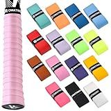 15 Pack Tennis Racket Grip Tape, Precut PU Anti-Slip Tennis Racquet Grip Tape with Dry Feel, Sweat Absorption, Comfortable Handle Overgrip Grip Wrap for Tennis/Badminton/Pickleball (Multi Color)