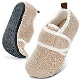 Regilt House Slippers for Women Men Slip on Indoor Barefoot Slippers Socks Cozy Fuzzy House Shoes Rubber Sole (Beige, US Footwear Size System, Adult, Women, Numeric Range, Medium, 8.5, 9.5)