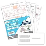 Blue Summit 1099 NEC Forms 2025 Software, Tax Right Software 2025 1099 NEC, Designed for QuickBooks and Accounting Software, TaxRight, 3 1096 Forms, and 25 Self Seal Envelopes Included