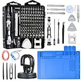 Precision Screwdriver Set, Electronics Repair Tool Kit with Anti Static Mat, ESD Wristband,Fast Home Multi-types Drivers for Phone, Computer, Laptop (Black)