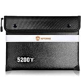 Upgraded 5200°F Fireproof Document Bag - Heat Insulated, Fireproof Bag with Zipper, Reflective Strip for Fast Find, Water Resistant, Firep roof Money Bags for Cash, A5 Important Documents and Valuable