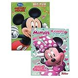 Mickey and Minnie Jumbo Coloring and Activity Book Character Patterned Tool for Brain Stimulation 80-Page Creativity-Focused Gadget Quality Travel and Educational Kids Art Material (2 Items)