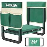 TomCare Garden Kneeler and Seat 11.14” Wider Larger Soft Kneeling Pad Garden Bench with 2 Large Tools Pouches Heavy Duty Foldable Garden Stool Gardening Gifts for Women Men Gardeners Seniors, Green