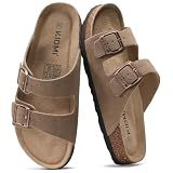 KIDMI Women's Cork Footbed Casual Summer Sandals with Mild Arch Support