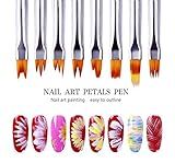 8 Pcs Premium Nail Brush Pens with Wooden Handle – UV Gel Art Gradient & Flower Design Tools for Professional Manicure, Perfect Valentine’s Gift (Purple Wood)