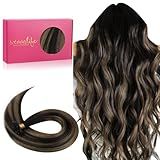 WENNALIFE U Tip Hair Extensions Human Hair, 50g 50s 16 Inch Balayage Natural Black to Chestnut Brown Remy Hair Extensions K Tip Hair Extension Real Human Hair Invisible Straight Keratin Hair Extension