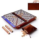 Deluxe Wooden Crossword Board Game with Rotating Board, Foldable & Portable Design, Large-Sized Board, Built-in Storage, for 2-4 Players, Includes: Letter Tiles, Wooden Racks, Scorepad Set, Hourglass