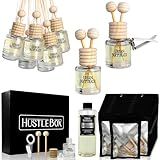 HUSTLE BOX Italian Leather Hanging Car Air Freshener and Essential Oil Diffusers with Vent Clips - 25-Pack Automobile Aromatherapy Diffuser Bottles - Kit Ideal for Resale, Gifts & Party Favors
