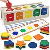 Wooden Sorting Toys Montessori Color & Shape Sorter Class Activity Toddlers Fine Motor Game for Colors and Shapes Recognition, X-mas Stocking stuffers New Year Gifts for 2-5 Year Old Boys and Girls