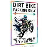 ALKB Dirt Bike Accessories Dirt Bike Sign Decor - Dirtbike Motocross Gifts for Boys - Dirt Bike Parking Only Sign