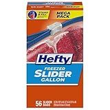 Hefty Slider Freezer Kitchen Storage Bags, Gallon Size, 56 Count
