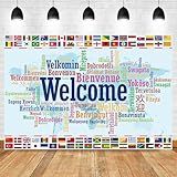 Homewelle International Flag Backdrop 7Wx5H Feet Polyester Fabric World Map Welcome Banner Colorful Decoration Country Sports Events Favors Club Photography Background Photo Shoot Props