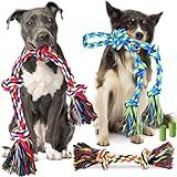 Forfon Heavy Duty Dog Toy for Aggressive Chewers – Tough Chew Toys for Large Dogs, Ideal for Tug-of-War & Teeth Cleaning, with 3 Rope Toys & 2 Dog Bags
