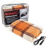 Heated Blanket - 12-Volt Electric Blanket for Car, Truck, SUV or RV - Portable Winter Car Accessories for Camping or Travel by Stalwart (Orange Plaid)