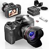 Dsoon Digital Camera,4K 64MP Cameras for Photography with 4”0 Touch Screen,18X Digital Zoom Autofocus Photography Shoot Camera with Dual-Lens,2 Batteries,64GB TF Card,Lens Hood