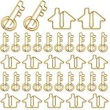 Gueevin 100 Pack House and Key Shaped Paper Clips with 2 Boxes, Gold