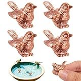 Moxweyeni 4 Pcs Mini Bird Shape Copper Bath Disk Ornaments Copper Bird Bath Purification Disks Birdbath Cleaner Single 0.6 oz Weight Universal Fit for Outdoor Birdbaths, Bowl