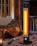 MEPTY 1500W Outdoor Electric Heater, Infrared Patio Heaters for Outdoor Use with Remote&Touch Control, 24H Timer,3 Heat Settings, Quiet,Overheat&Tip-Over Protection for Deck,Balcony,Porch,Backyard