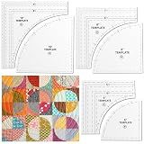 Kigley 3 Set Drunkards Path Quilting Templates Large Quilting Rulers and Templates for Cutting Patterns with 1/4" Seam Allowance Supplies for DIY Craft(Clear,10, 8, 6 inch)