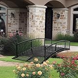 TTGIEET Metal Garden Bridge 8 FT, Durable Decorative Footbridge with Siderails Large Outdoor Bridges, Weight Capacity 770 lbs for Backyard, Creek, Lawn, Stream