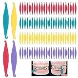 100 Pcs Braces Rubber Band Tool, Elastic Rubber Bands Placers Tool - With Anti-Slip Texture for Easy Handling & Double-Head Design (Curved Hook + Unloading Hook)