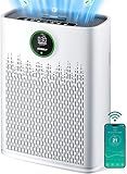 ECOSELF Smart Air Purifier for Home Large Rooms, with WiFi Control, Covers Up to 2400 Ft², Smart Mode, AQI Display, 22dB Sleep Mode & Aromatherapy with 2X-Power Filtration, HAP603WF, Bright White