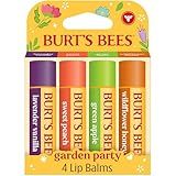 Burt's Bees Christmas Gifts - Garden Party Lip Balm Set for Stocking Stuffers, With Responsibly Sourced Beeswax, Natural Origin Lip Treatment, 4 Tubes, 0.15 oz.