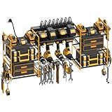 CCCEI Yellow Power Tool Organizer Wall Mount, Large Tools and Battery Storage Rack Charging Station Individual Switches. Drills Holder, Garage Utility Shelves with 6FT Power Strip. Gift for Men.
