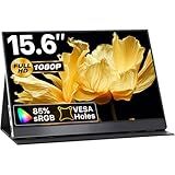 VisionOwl Portable Monitor 15.6 Inch 1080P FHD 85% sRGB Second Screen, USB-C HDMI HDR FreeSync Travel Monitor for Laptop PC MacBook PS5 Xbox, VESA Mountable, with Speakers, Cover Stand, Silver