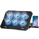 AICHESON Laptop Cooling Pad for 12-15.6 Inch, 6 Cooler Fans with Blue Lights, Laptop Cooling Stand with 2 USB Ports (Blue)