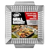 Kaluns Grill Basket For Veggies, Heavy Duty Grilling Baskets For Outdoor Grilling, Large Stainless Steel Vegetable Grill Basket, BBQ and Grill Accessories, Perfect for All Grills and Vegetables